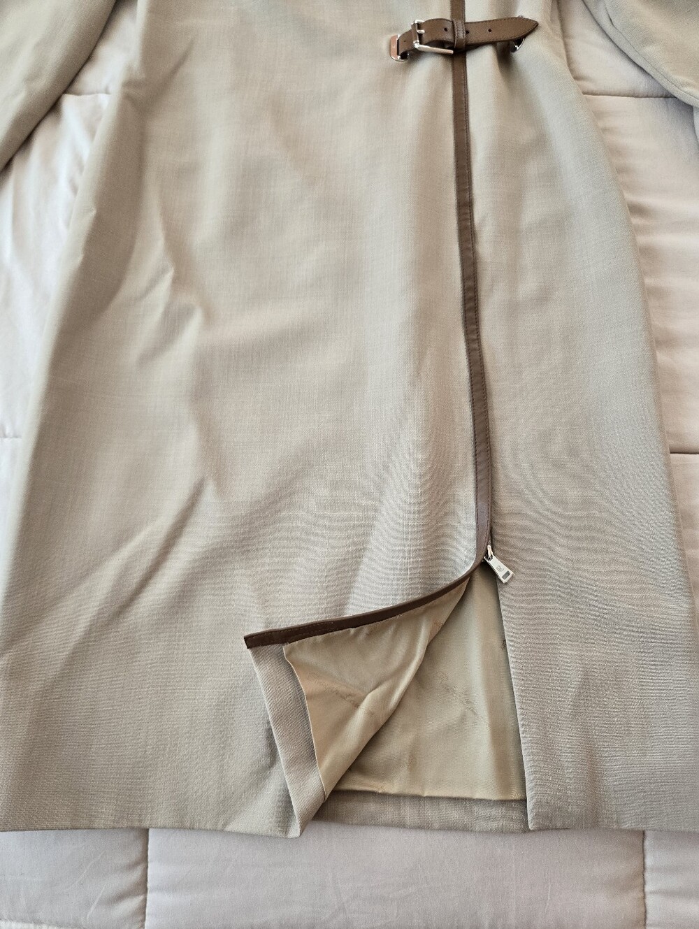 Ralph Lauren Purple Label Belted Wool Evelina Dress Leather Trim Size 6 RARE - Picture 9 of 14